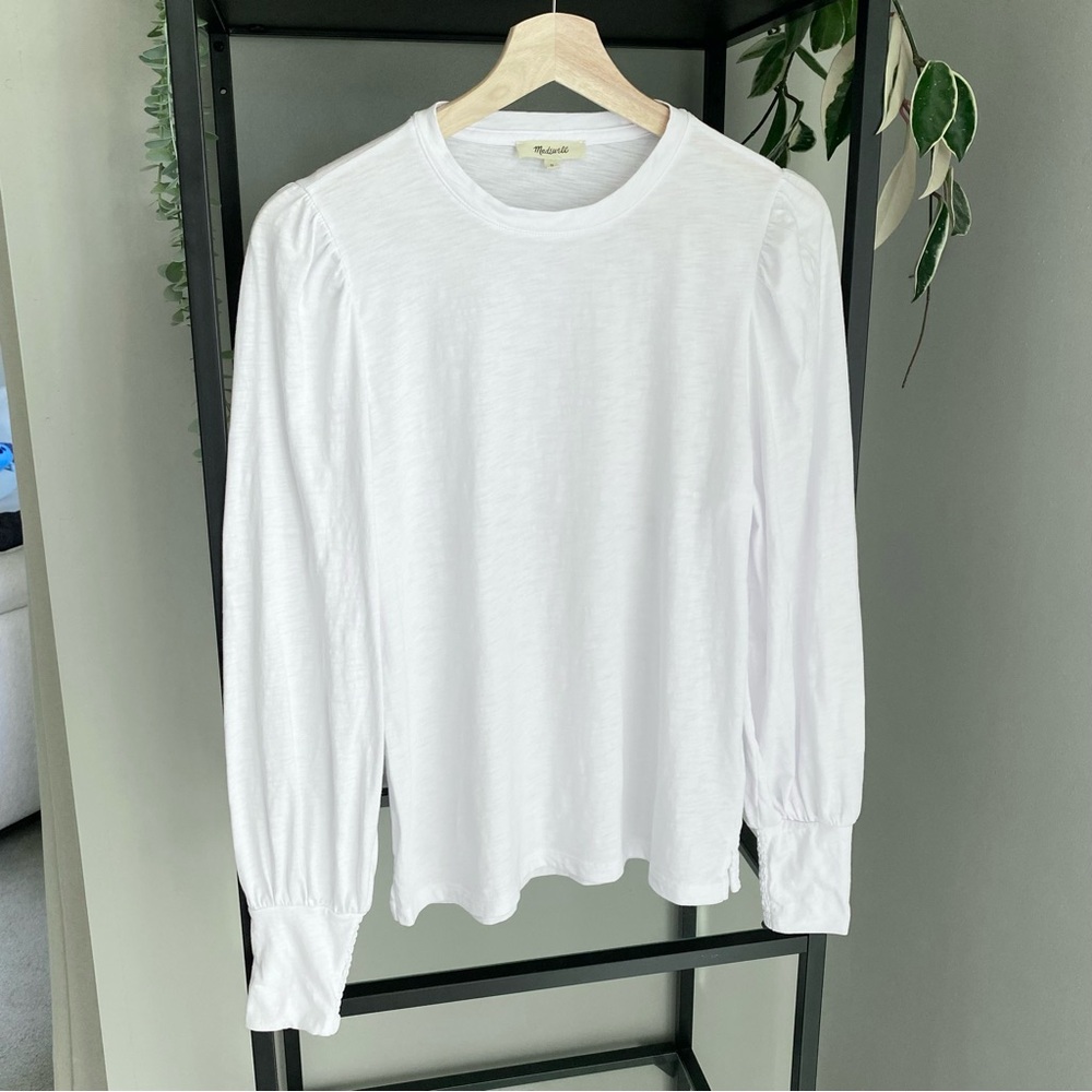 Madewell Long Sleeve Slub Tee with Smocked Cuff